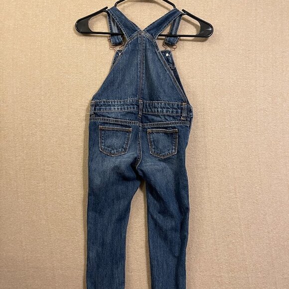 Old Navy Overalls Kid's XSmall (5) Blue Denim Adjustable Straps Pockets - Picture 7 of 9